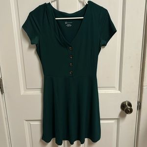 Shirt sleeve mini green dress